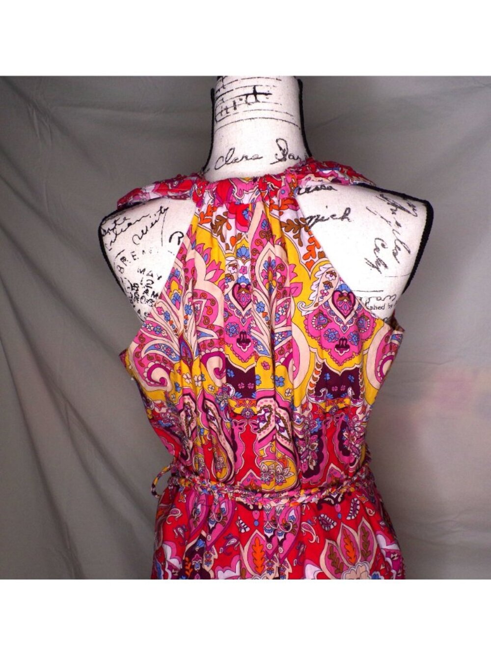 Mille Marilyn Paisley Halter Neck Full Skirt Midi Dress Cotton Medium EUC - Picture 10 of 13